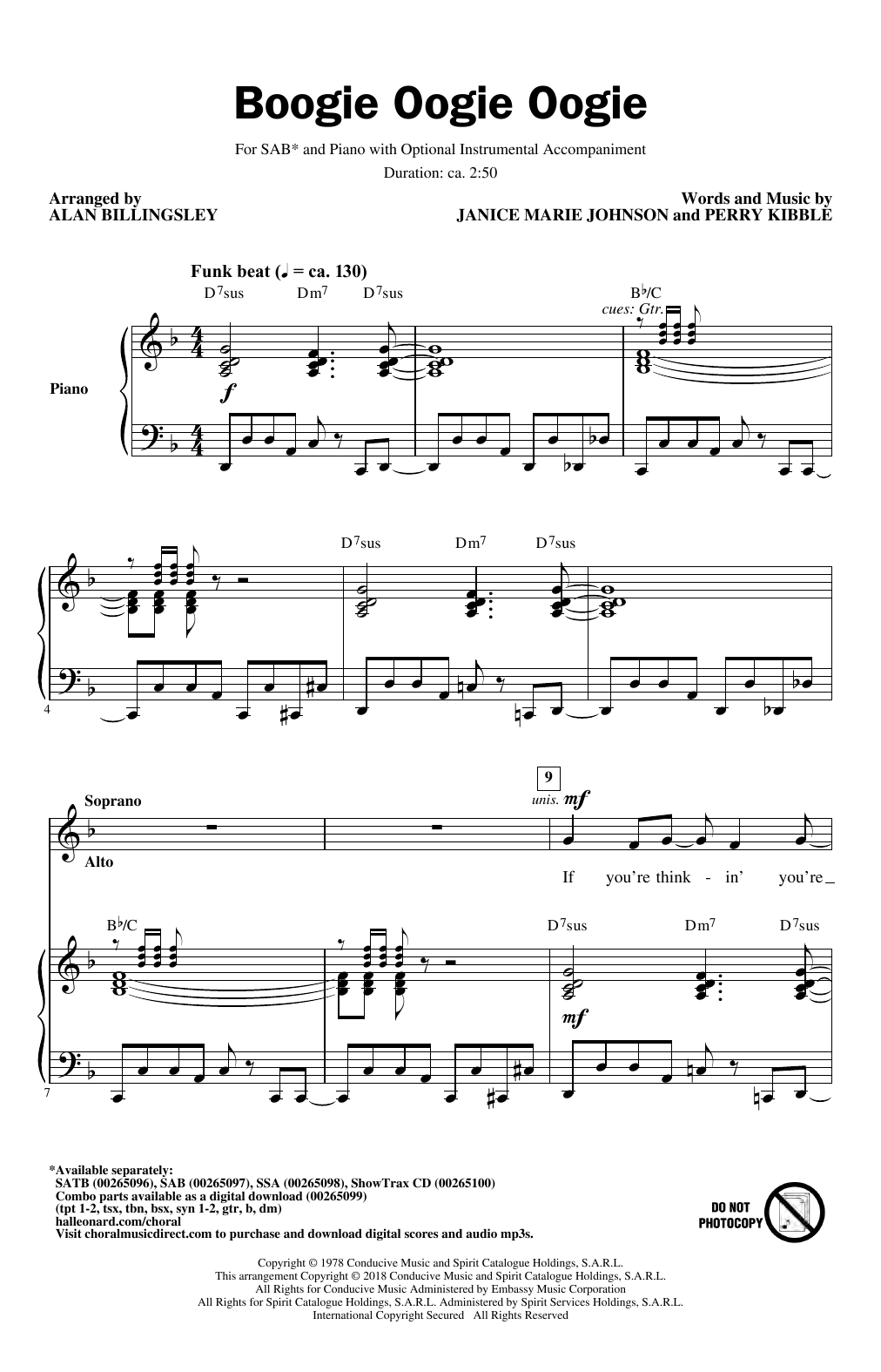 Product picture to: Boogie Oogie Oogie (arr. Alan Billingsley)