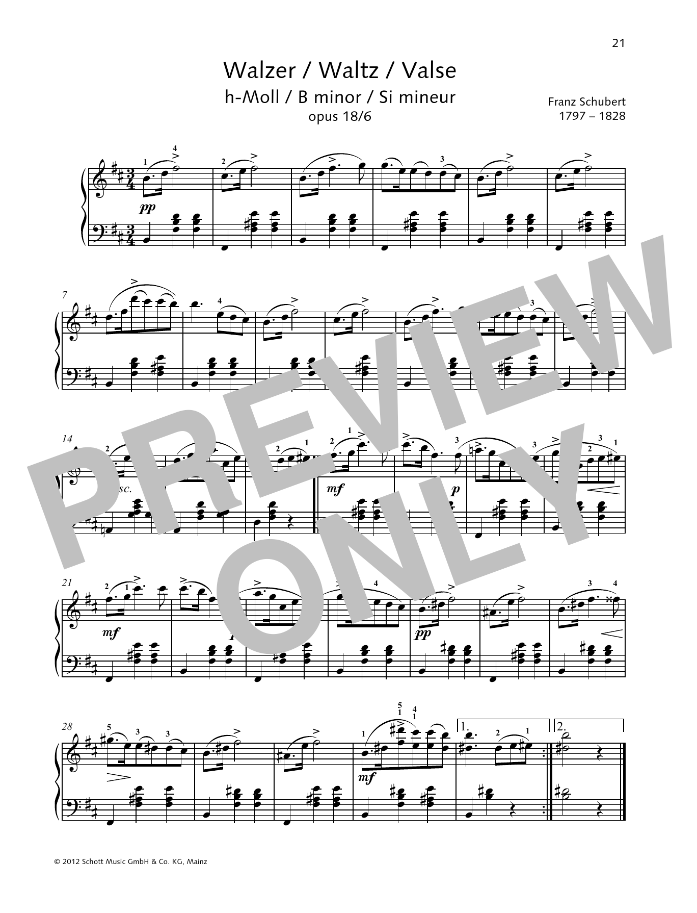Product gallery: Page 1 of 1 Waltz B Minor, Franz Schubert