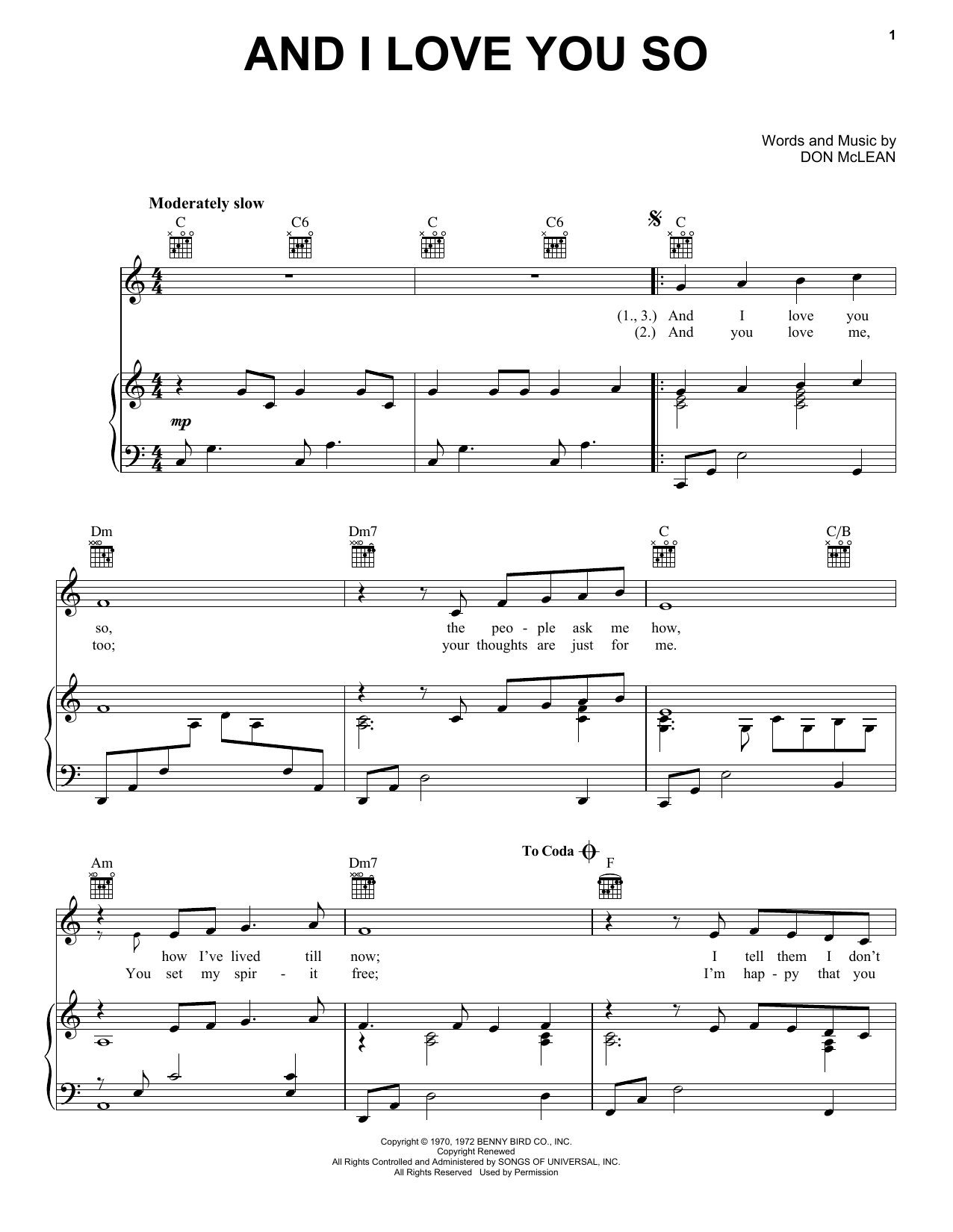 Produktgalerie: Seite 1 von 1 And I Love You So, Don McLean, Gesang, Gitarre, Klavier