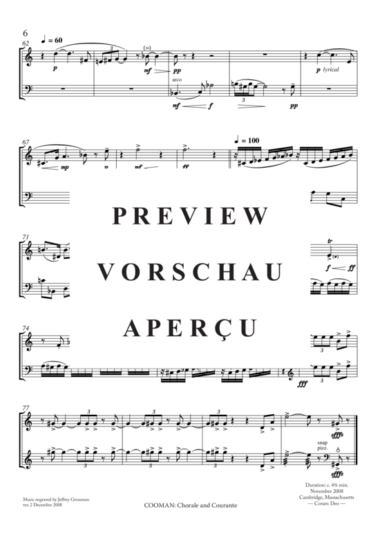 Product gallery: Page 7 of 7 Chorale and Courante , , (trumpet + double bass)