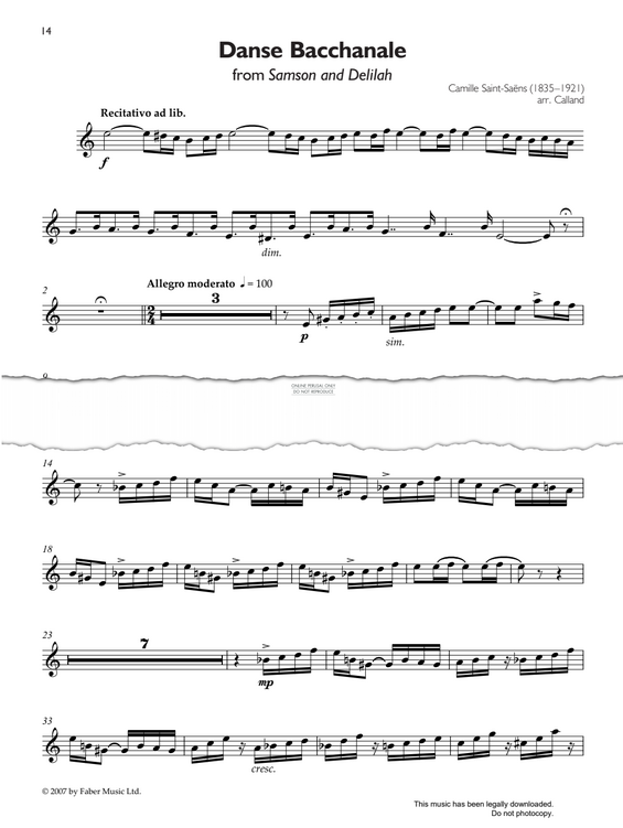 Produktgalerie: Seite 1 von 1 Danse Bacchanale, Camille Saint-Saëns, Klavier, Trompete