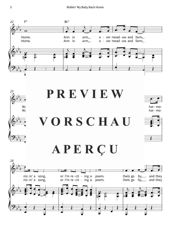 Produktgalerie: Seite 7 von 9 Walkin´ My Baby Back Home - Tin Pan Alley Classic - Vocal & Piano in Eb Major with Lyrics, , Gesang und Klavier