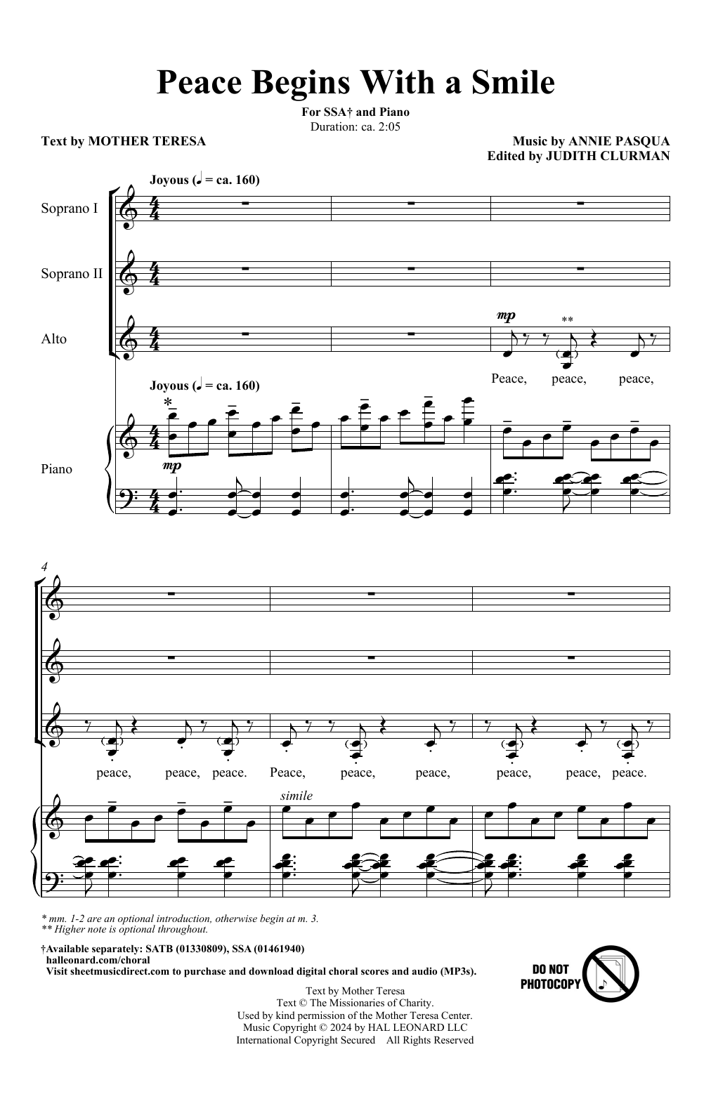 Produktgalerie: Seite 1 von 1 Peace Begins With A Smile, Annie Pasqua, Chor