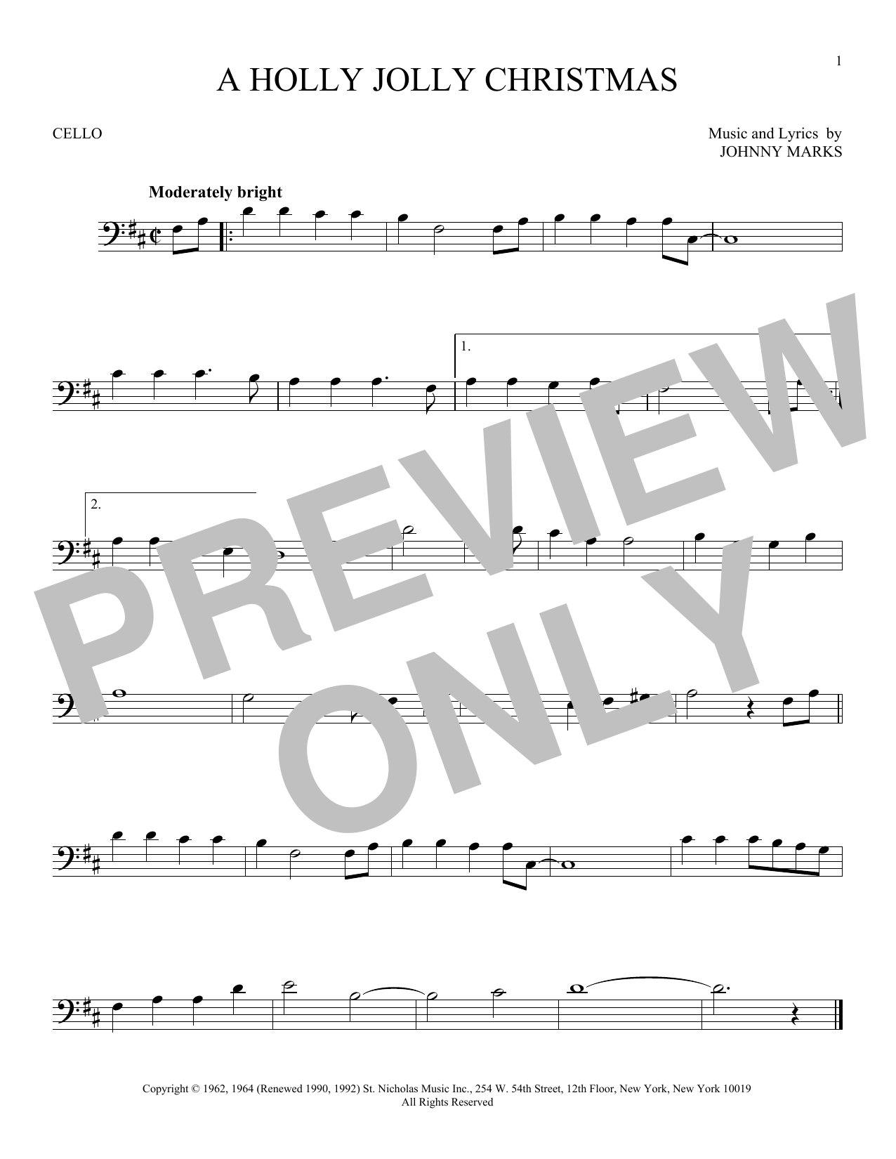 Produktgalerie: Seite 1 von 1 A Holly Jolly Christmas, Johnny Marks, Violoncello