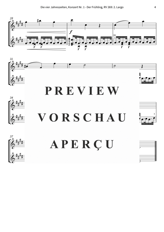 Produktgalerie: Seite 6 von 6 Die vier Jahreszeiten, Konzert Nr. 1 - Der Frühling - 2. Largo, The Twiolins, (Duett 2x Violine)