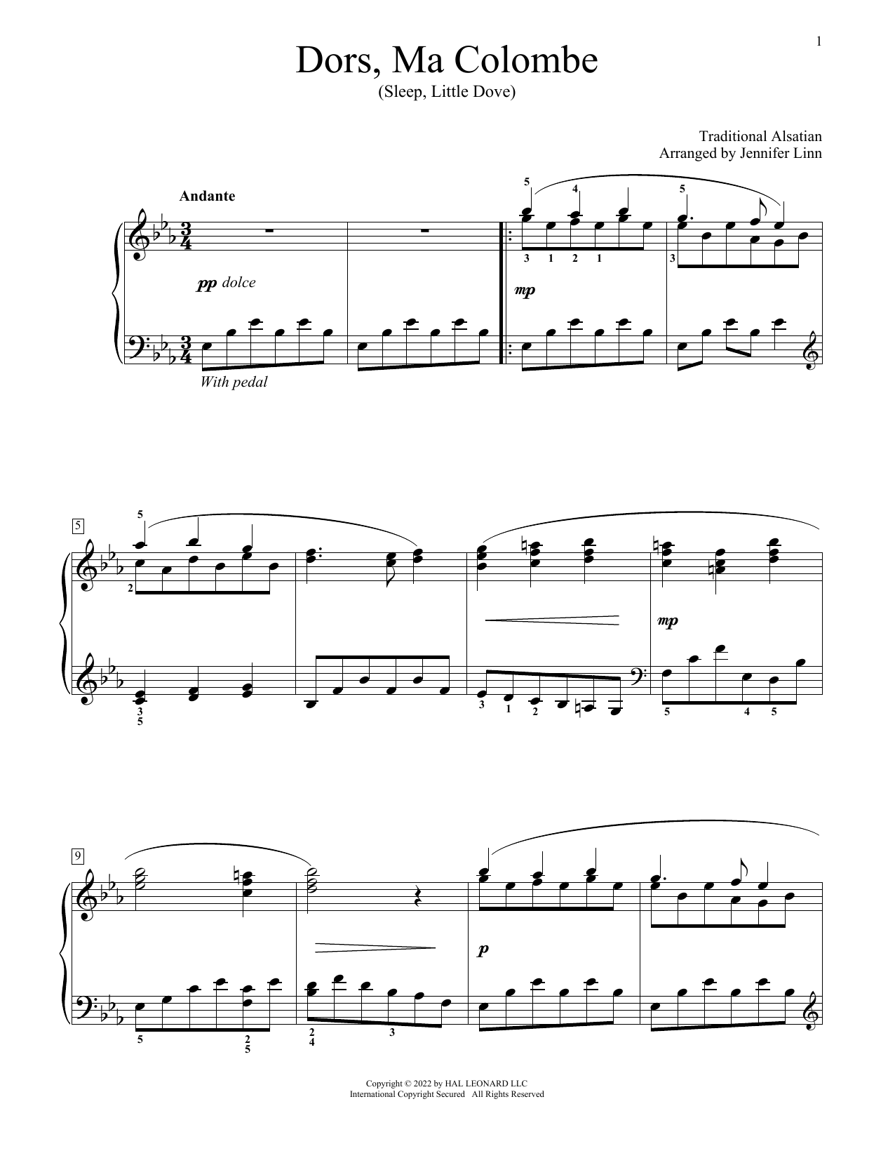 Product gallery: Page 1 of 1 Sleep Little Dove (arr. Jennifer Linn), Traditional Alsatian