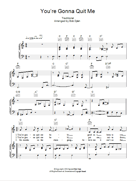 Produktgalerie: Seite 1 von 1 You're Gonna Quit Me, Bob Dylan, Gesang, Gitarre, Klavier