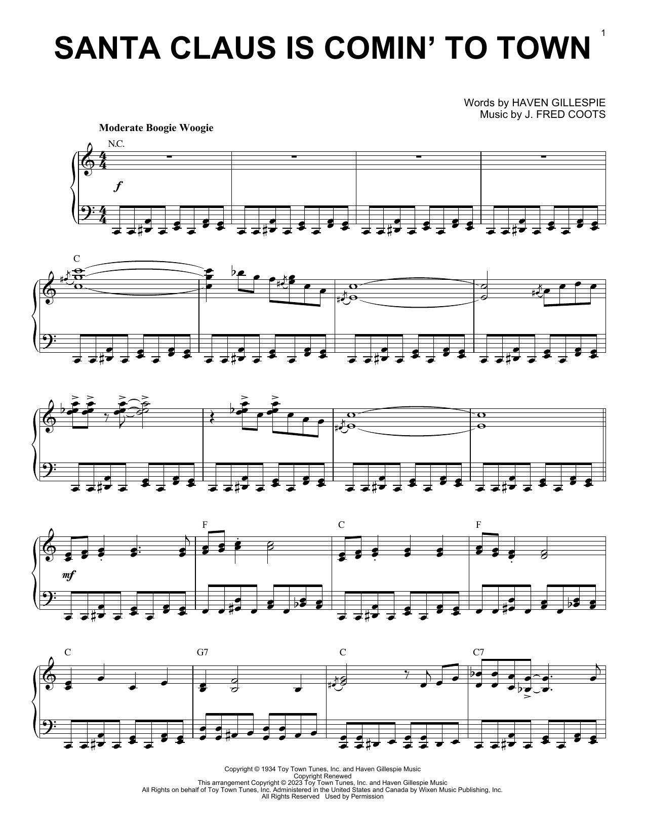 Product picture to: Santa Claus Is Comin' To Town [Boogie Woogie version] (arr. Brent Edstrom)