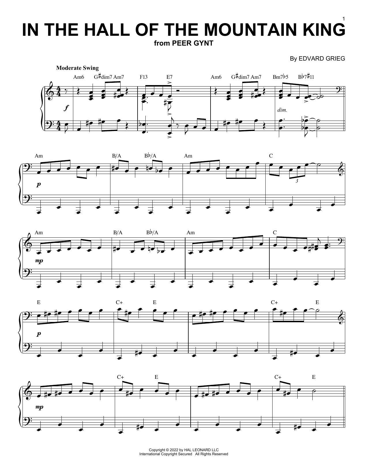 Product picture to: In The Hall Of The Mountain King [Jazz version] (arr. Brent Edstrom)