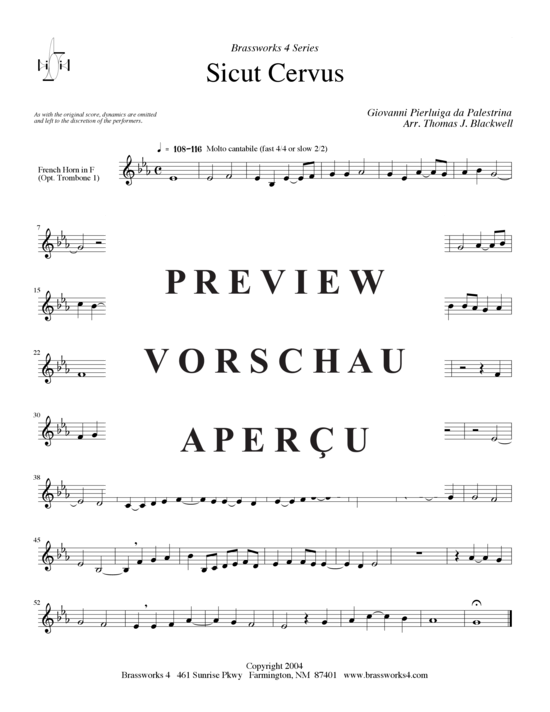 gallery: Sicut Cervus (2xTromp in B, Horn in F (Pos) , , , Pos)