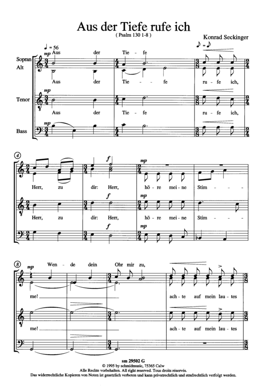 Product picture to: Aus der Tiefe rufe ich Konrad Seckinger (Neue geistliche Chormusik)