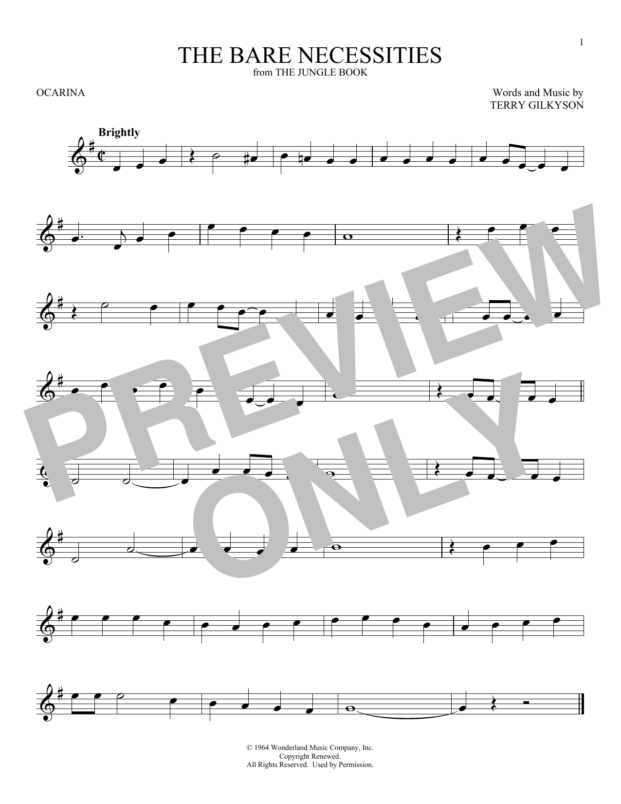 Product gallery: Page 1 of 1 The Bare Necessities (from The Jungle Book), Terry Gilkyson