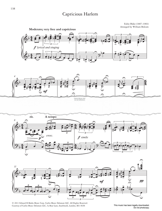 Produktgalerie: Seite 1 von 1 Capricious Harlem, Eubie Blake, Klavier
