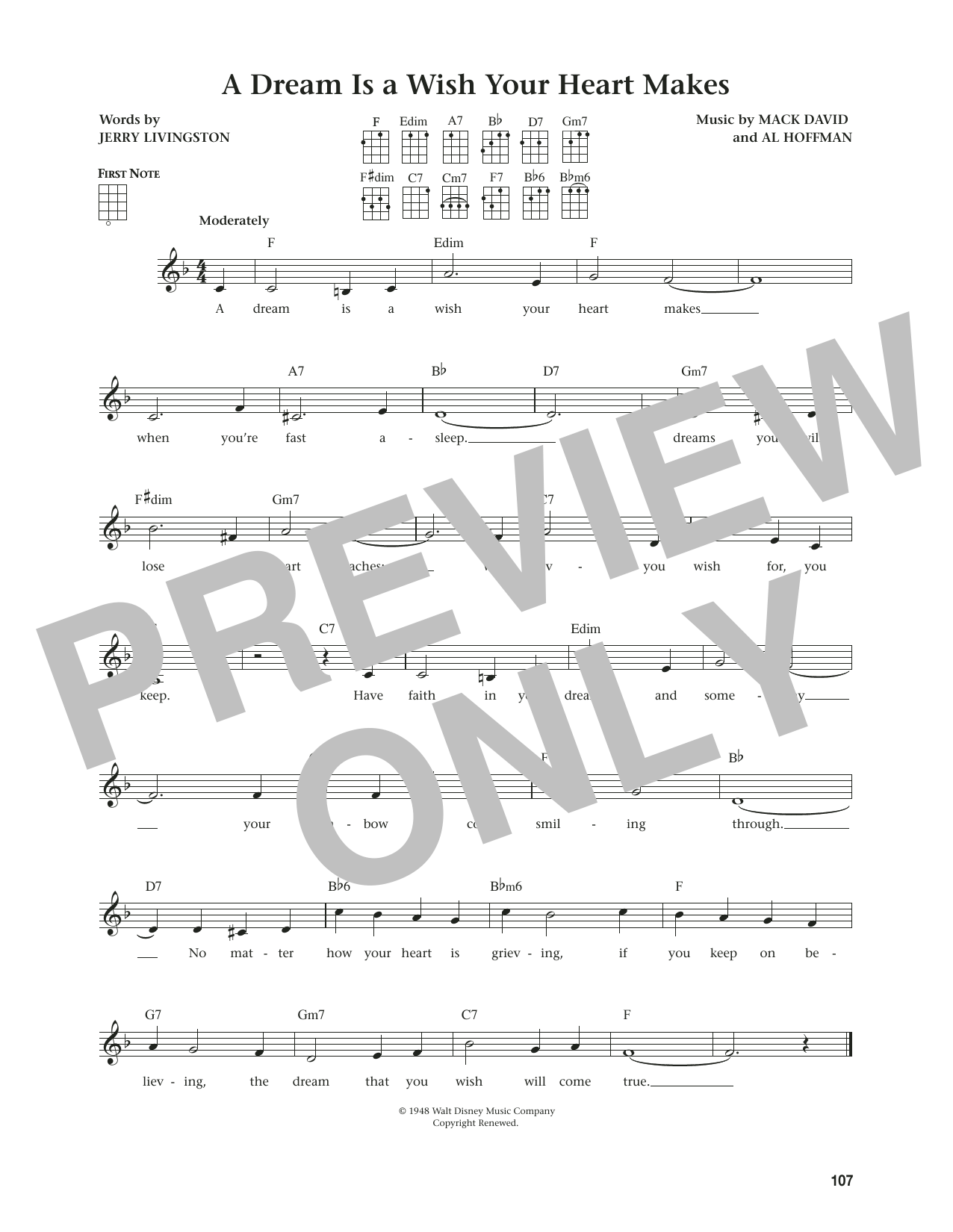 Product gallery: Page 1 of 1 A Dream Is A Wish Your Heart Makes (from The Daily Ukulele) (arr. Jim Beloff), Linda Ronstadt