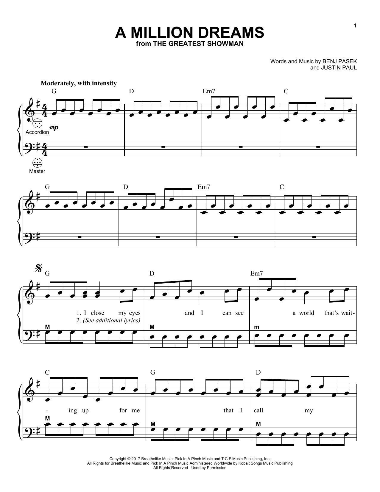 Product gallery: Page 1 of 1 A Million Dreams (from The Greatest Showman), Pasek & Paul