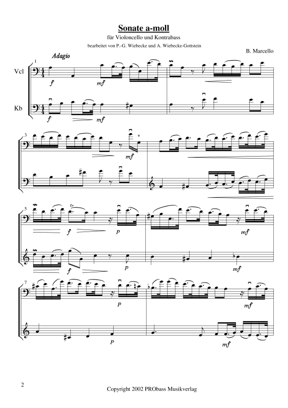 Produktgalerie: Seite 1 von 11 Sonate A-Moll, , Cello und Kontrabass