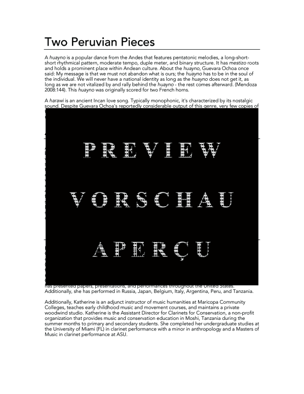 Product gallery: Page 4 of 11 Two Peruvian Duets, , (Clarinet Duo)