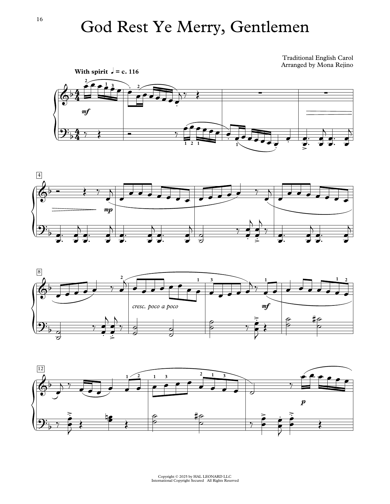 Produktgalerie: Seite 1 von 1 God Rest Ye Merry, Gentlemen (arr. Mona Rejino), Traditional English Carol, Klavier