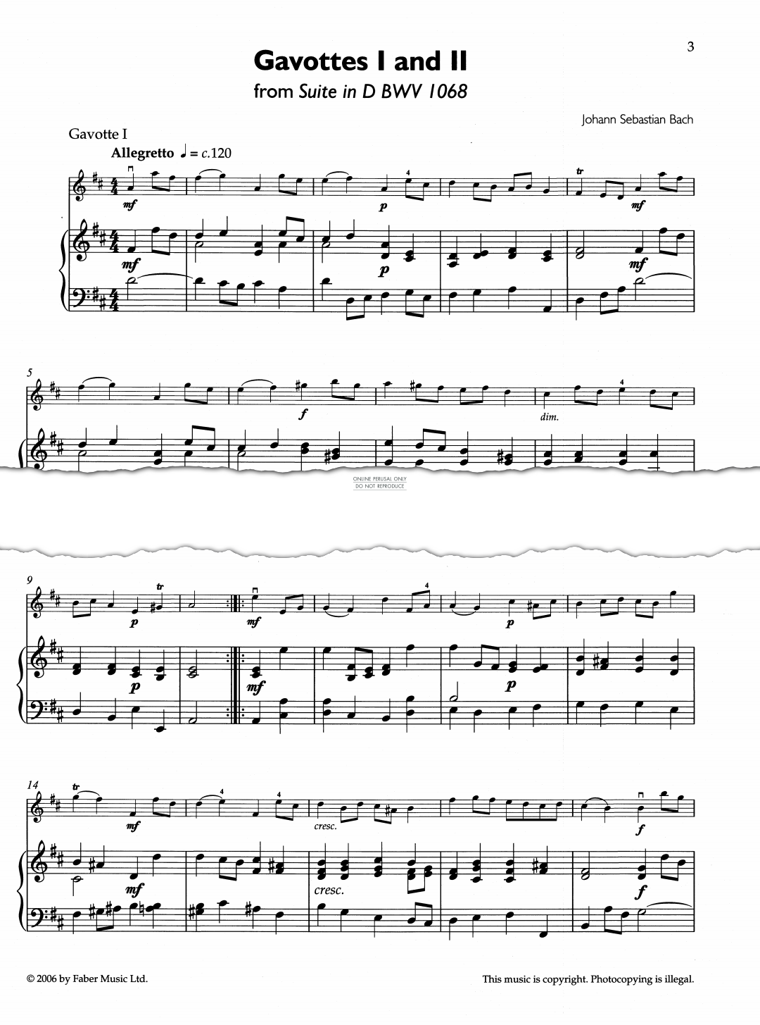 Produktgalerie: Seite 1 von 1 Gavottes I & II/Bourree from Flute Sonata No. 3, Johann Sebastian Bach, Klavier, Violine
