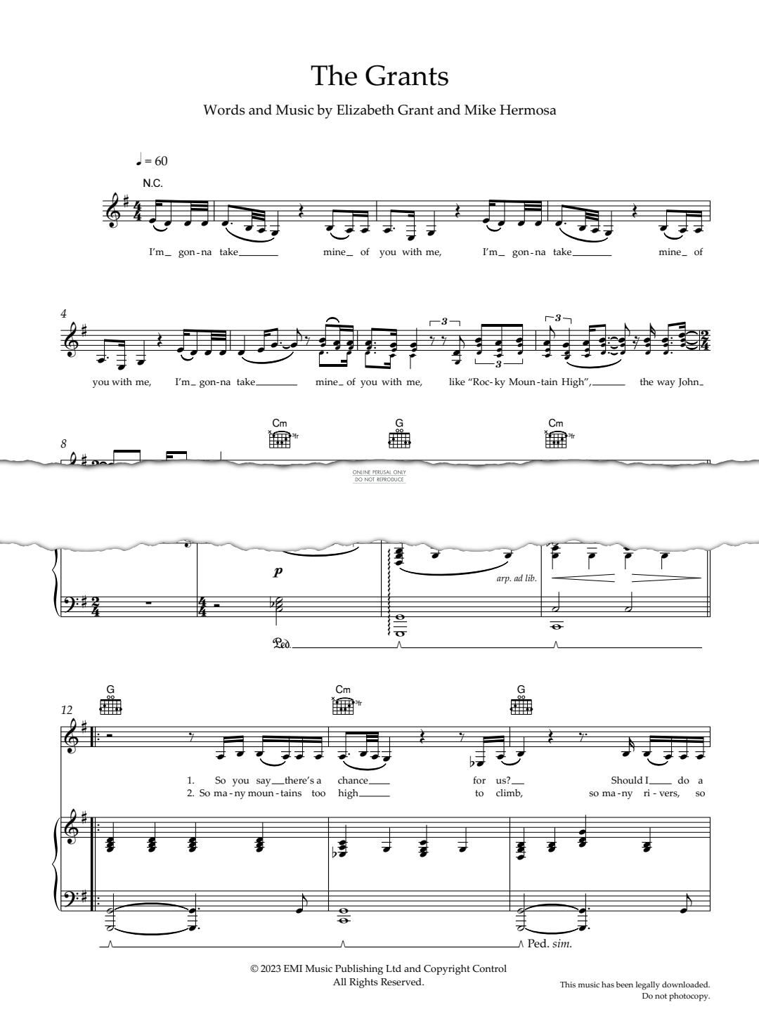 Produktgalerie: Seite 1 von 1 The Grants, Lana Del Rey, Gesang, Gitarre, Klavier