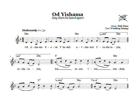 Product gallery: Page 1 of 1 Od Yishama (May There Be Heard Again), Folk Tune