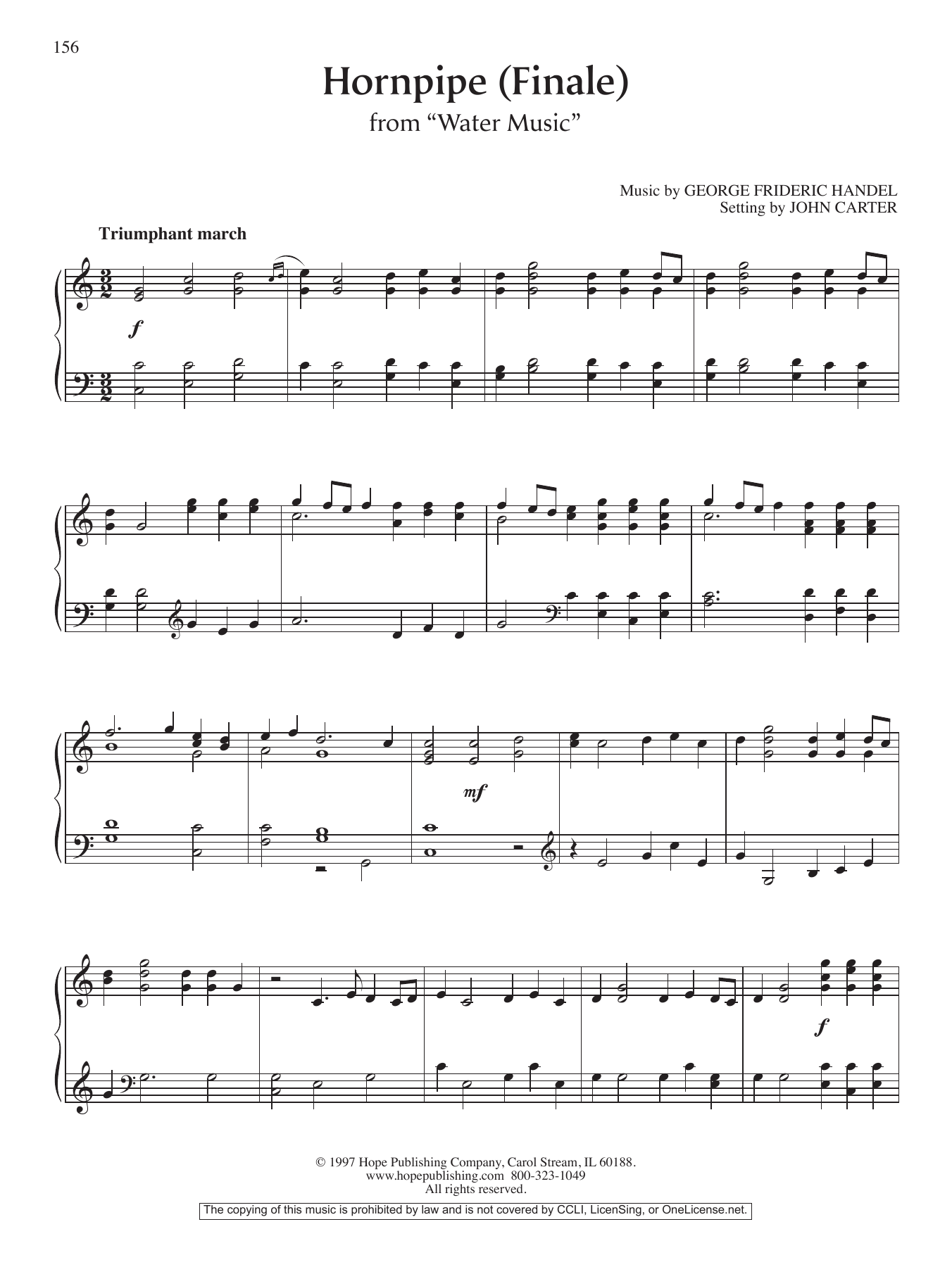 Product gallery: Page 1 of 1 Hornpipe (Finale) from "Water Music", John Carter
