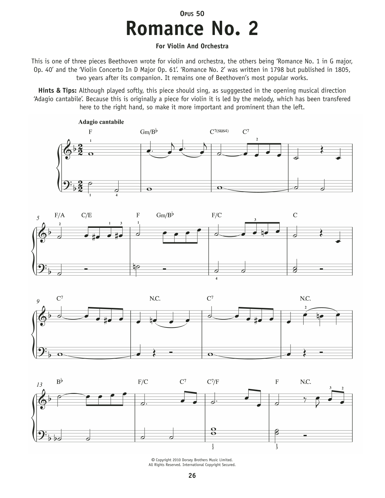 Product picture to: Romance No. 2 In F Major, Op. 50