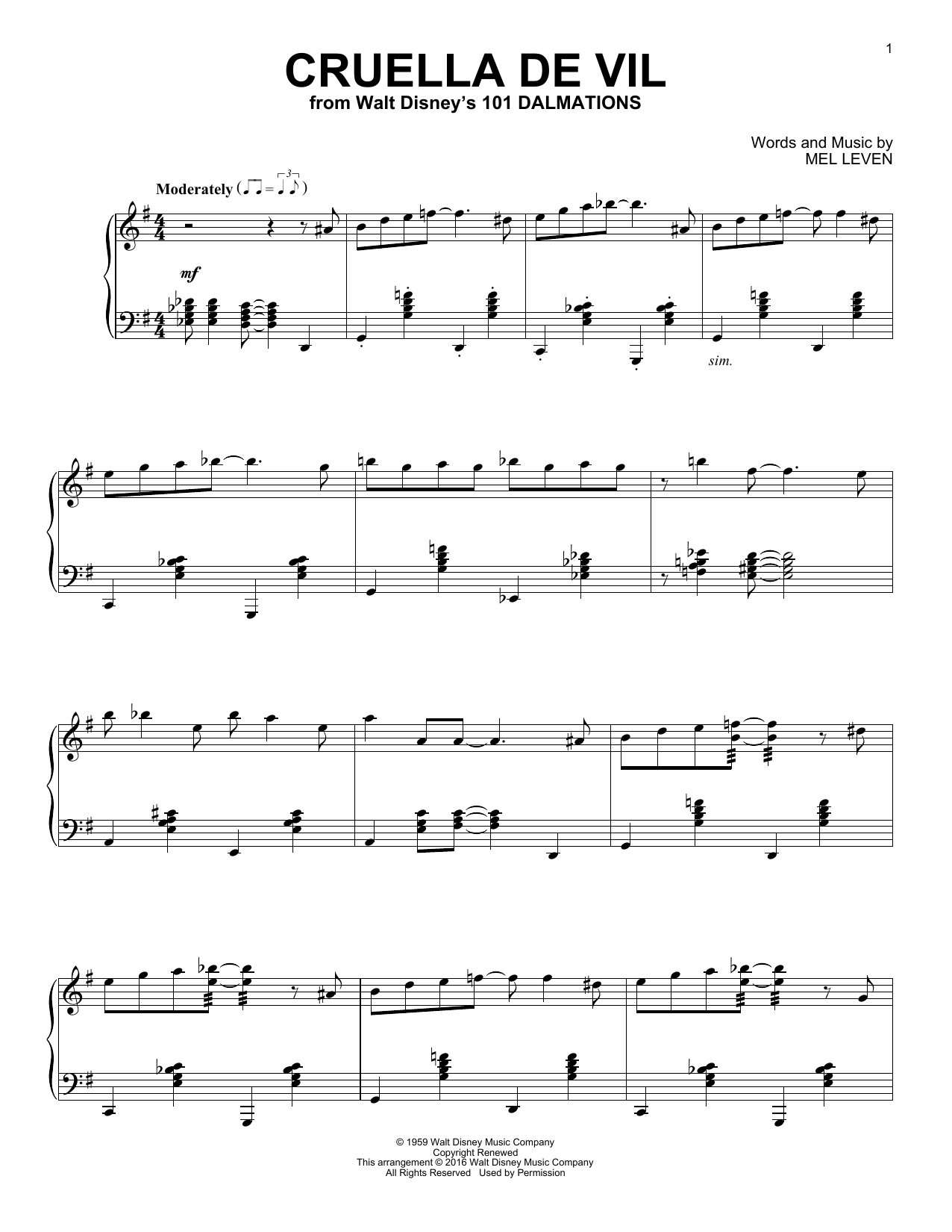 Product picture to: Cruella De Vil [Jazz version] (from 101 Dalmations)