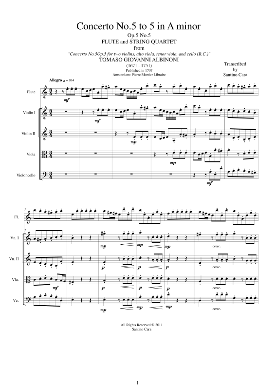 Produktbild zu: Concerto No.5 to 5 in A-Moll Op.5Albinoni Tomaso
