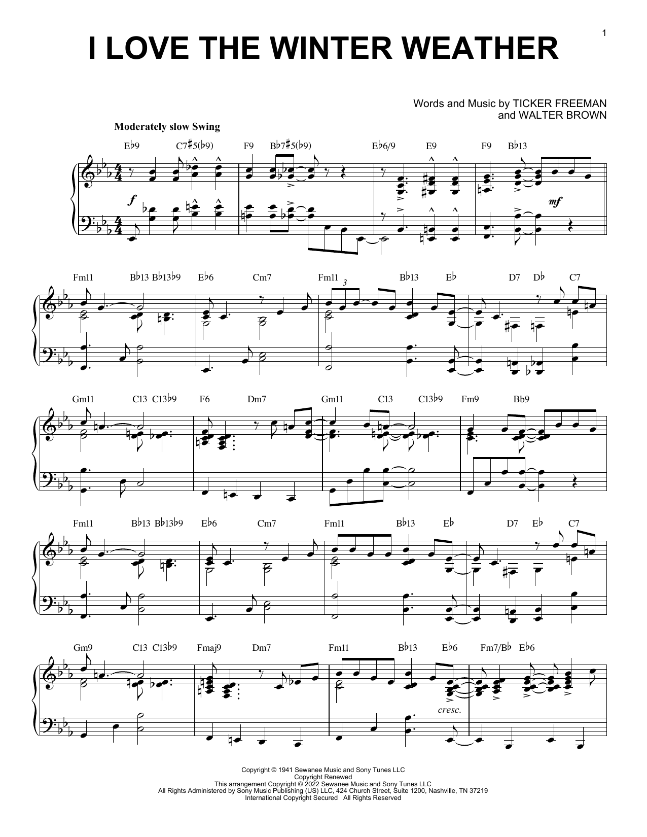 Product picture to: I Love The Winter Weather [Jazz version] (arr. Brent Edstrom)