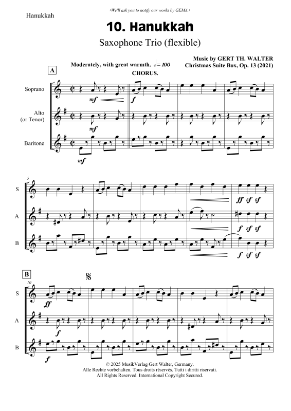 gallery: Hanukkah, , Saxophon Trio SA(T)B