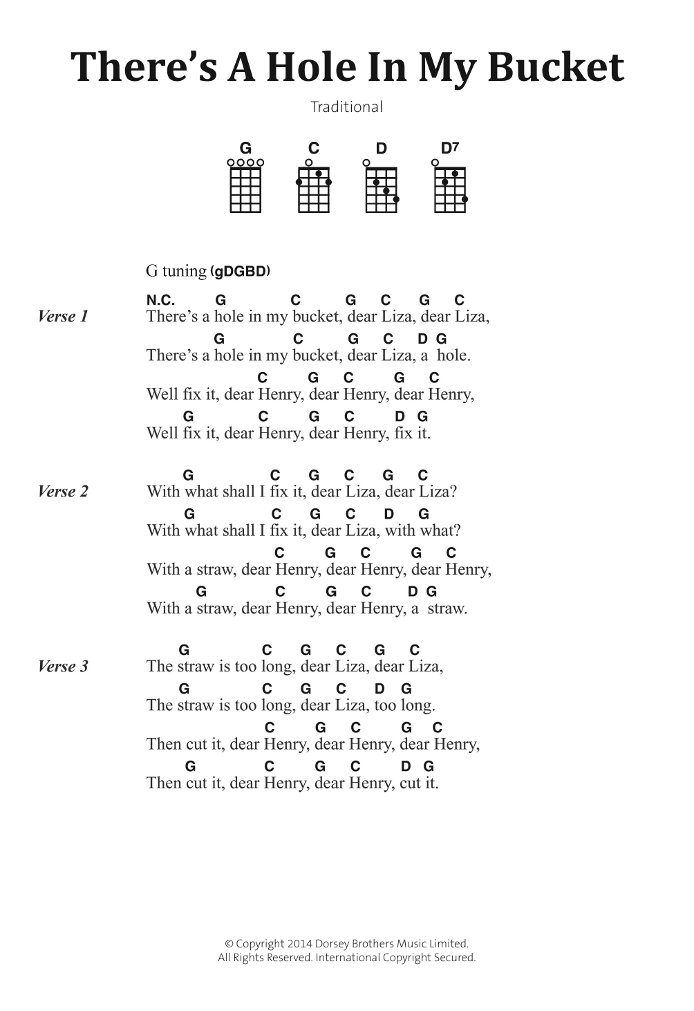 Produktgalerie: Seite 1 von 1 There's A Hole In My Bucket, Traditional, Gesang, Gitarre, Klavier