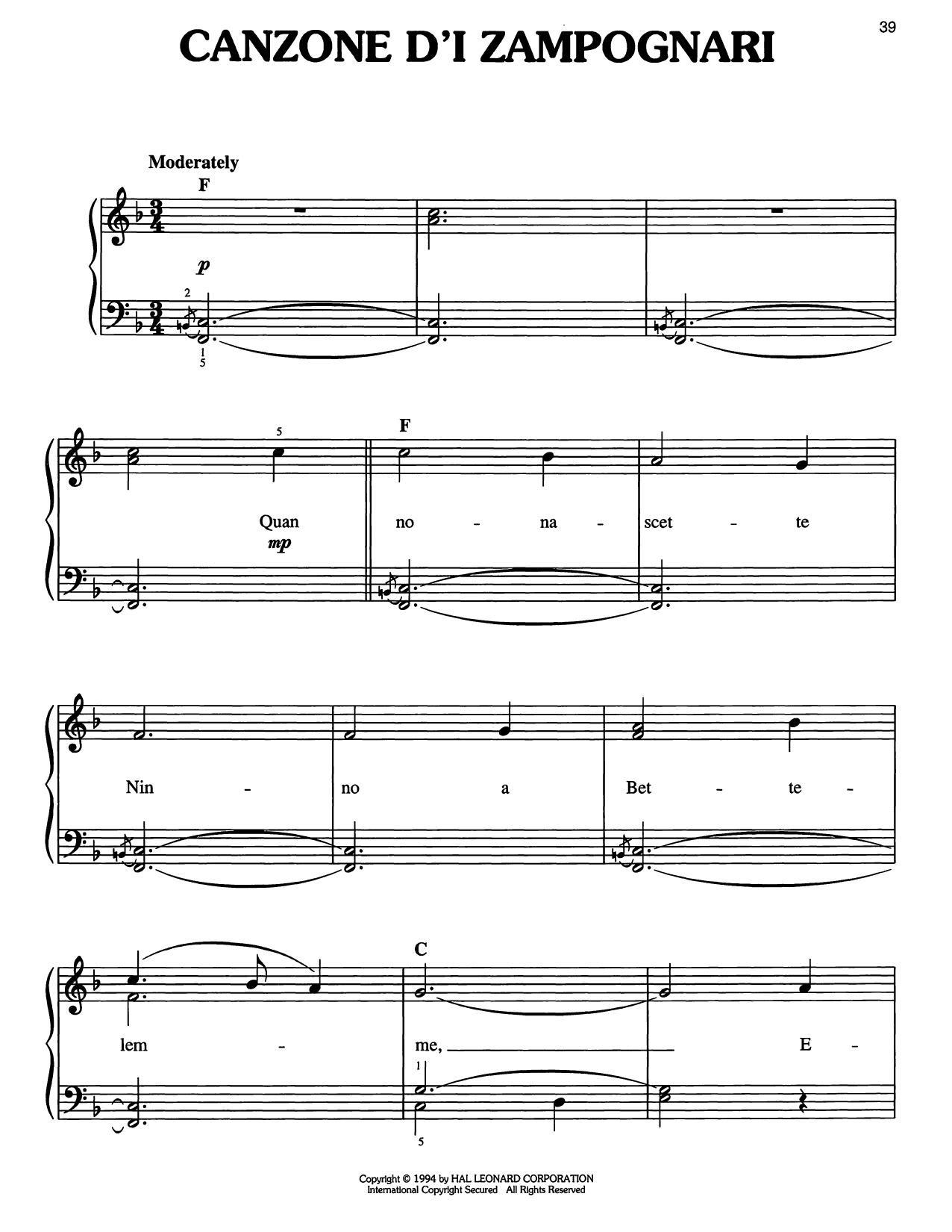 Produktbild zu: Canzone d'i Zampognari