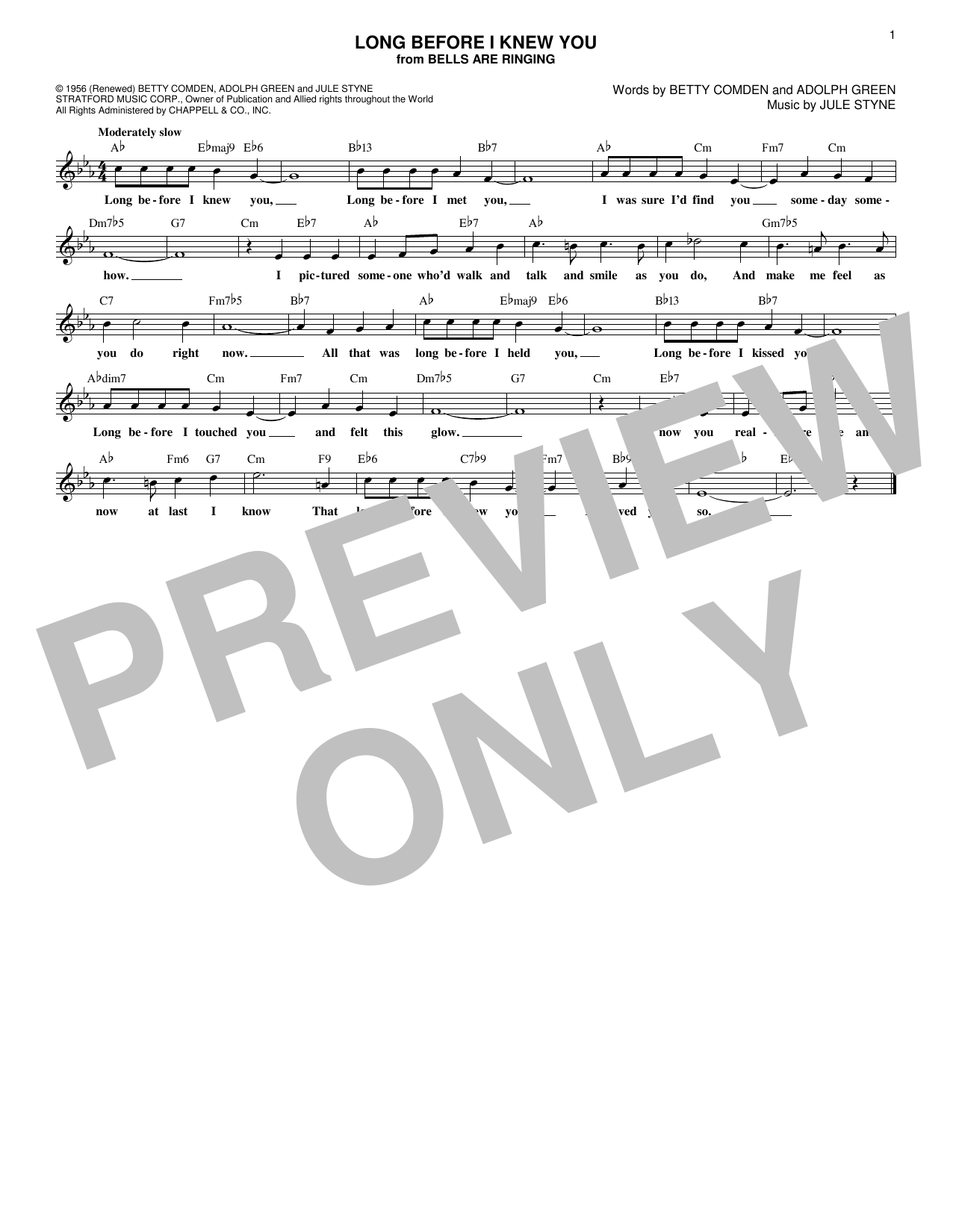 Product gallery: Page 1 of 1 Long Before I Knew You, Adolph Green