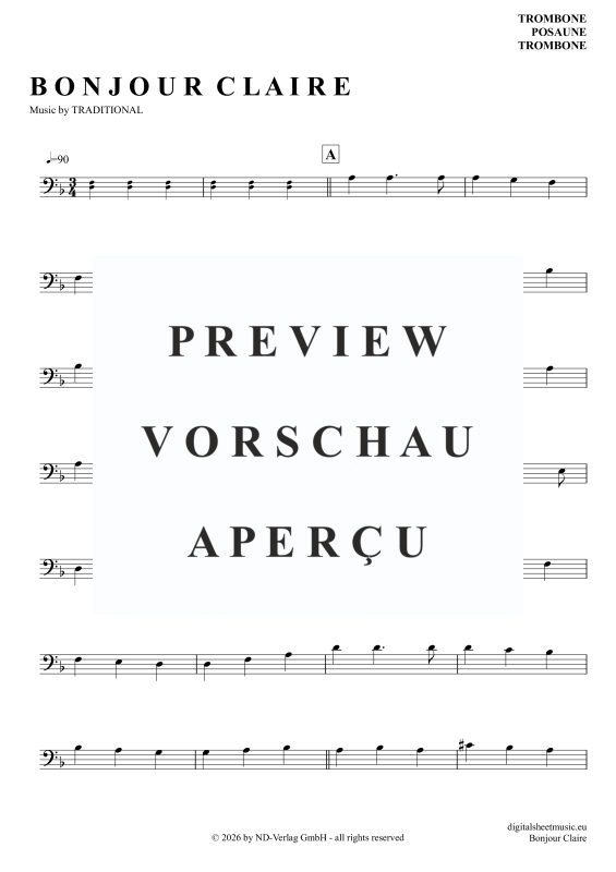 Product gallery: Page 2 of 4 Bonjour Claire, Traditional, (Posaune / Bariton)