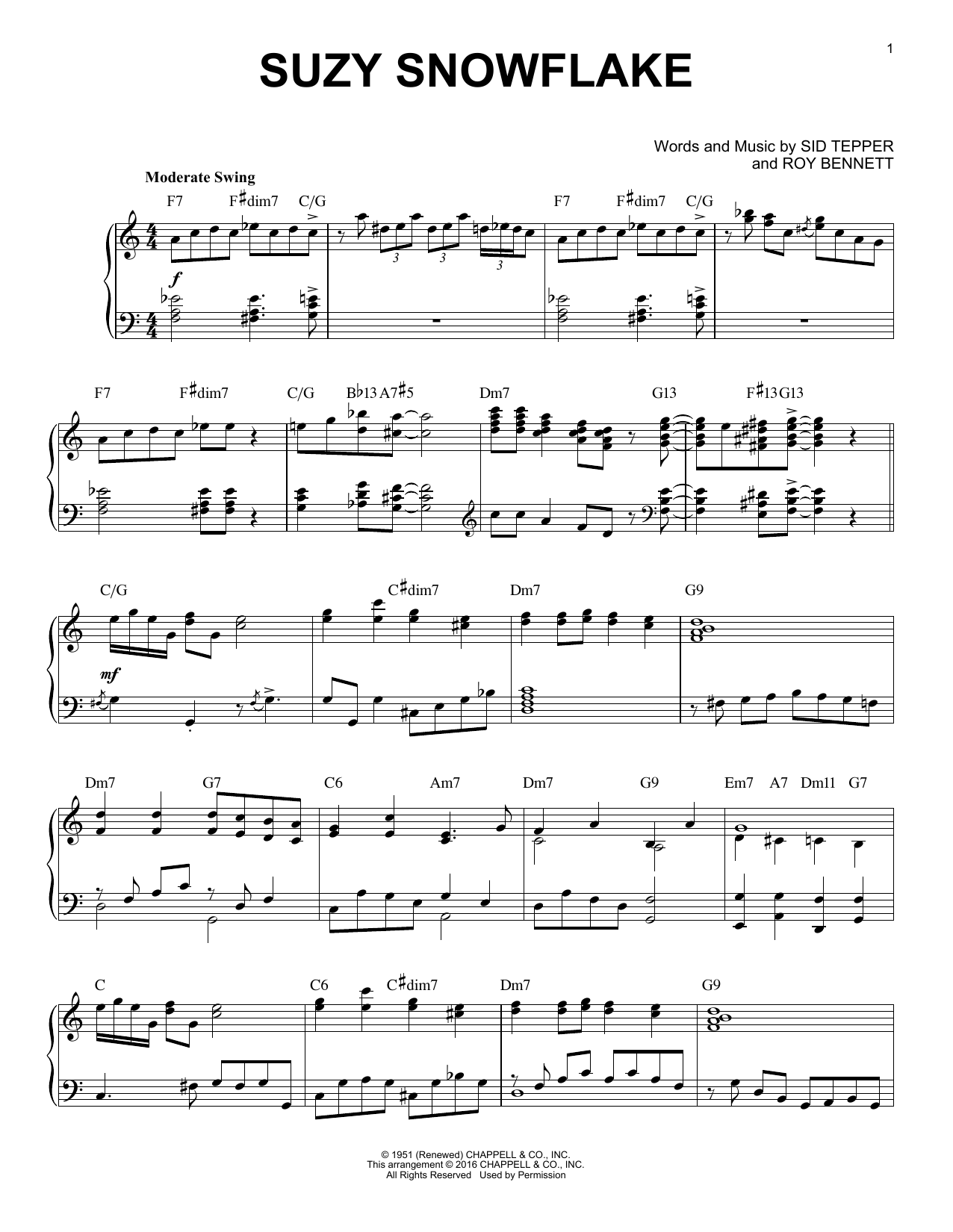 Product gallery: Page 1 of 1 Suzy Snowflake [Jazz version] (arr. Brent Edstrom), Sid Tepper