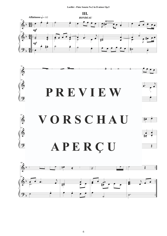 Produktgalerie: Seite 7 von 11 Flötensonate Nr. 3 d-Moll Op. 5, , Zwei Flöten und Cembalo
