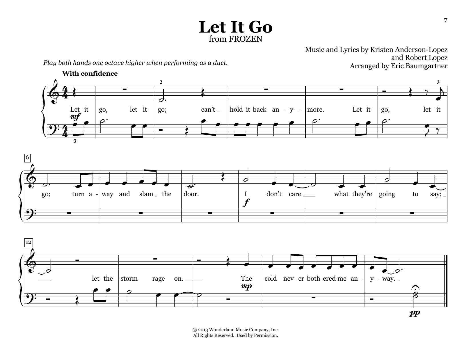 Produktbild zu: Let It Go (from Frozen) (arr. Eric Baumgartner)