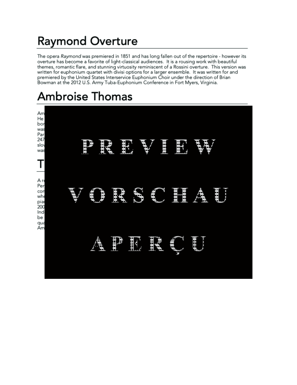 Product gallery: Page 4 of 11 Raymond Overture, , (Euphonium Quartet/Choir EEEE)