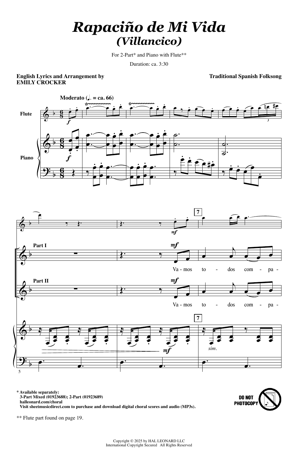 Produktgalerie: Seite 1 von 1 Rapaciño De Mi Vida (Villancico) (arr. Emily Crocker), Traditional Spanish Folk Song, Chor