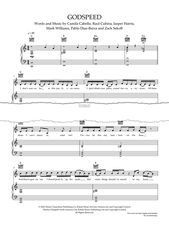 Produktgalerie: Seite 1 von 1 Godspeed, Camila Cabello, Gesang, Gitarre, Klavier