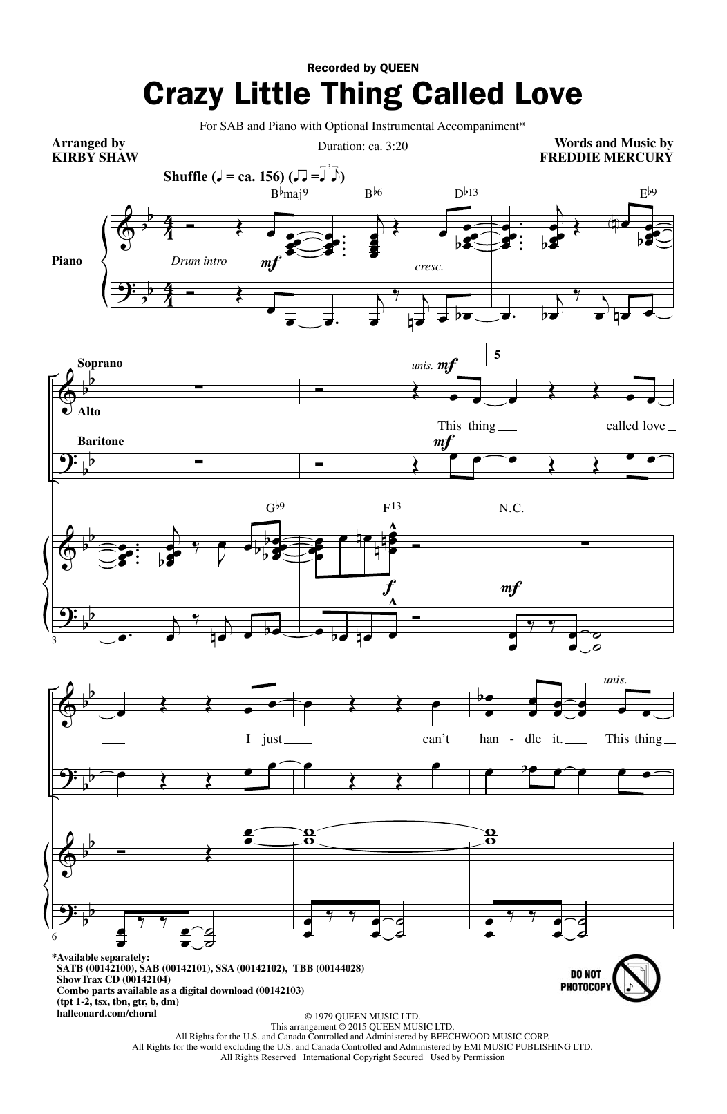 Produktgalerie: Seite 1 von 1 Crazy Little Thing Called Love (arr. Kirby Shaw), Queen, Chor