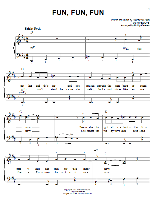Produktgalerie: Seite 1 von 1 Fun, Fun, Fun (arr. Phillip Keveren), The Beach Boys, Klavier