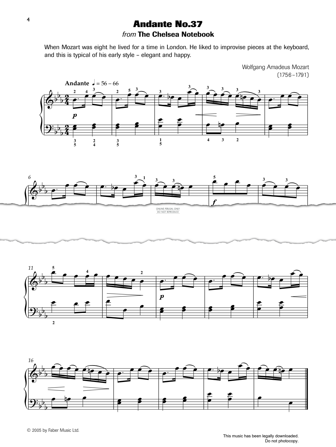 Produktgalerie: Seite 1 von 1 Andante No.37 (from 'The Chelsea Notebook'), Wolfgang Amadeus Mozart, Klavier