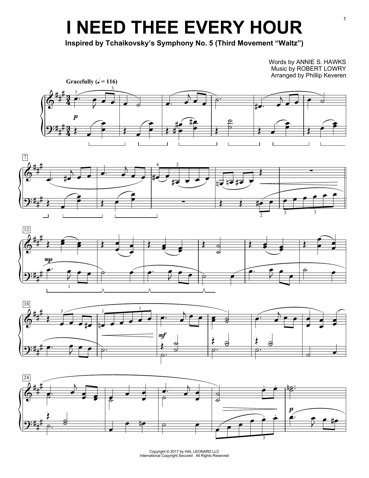 Product gallery: Page 1 of 1 I Need Thee Every Hour (arr. Phillip Keveren), Robert Lowry