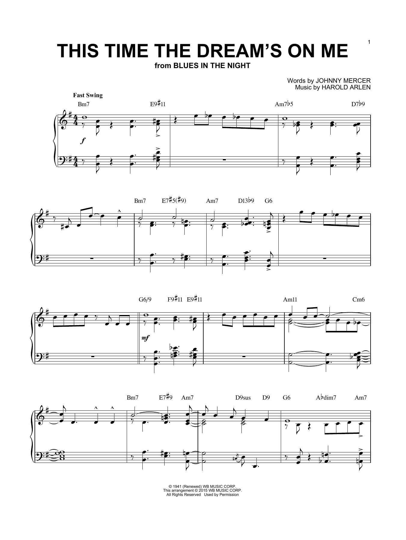 Produktbild zu: This Time The Dream's On Me [Jazz version] (arr. Brent Edstrom)