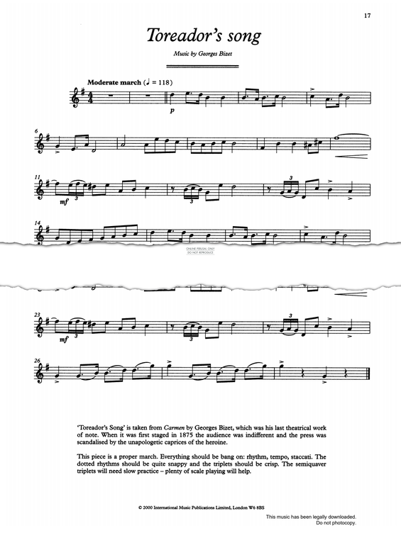 gallery: The Toreador's Song, Georges Bizet, Klarinette, Klavier