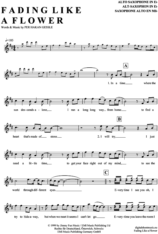 Product picture to: Fading like a flower Roxette