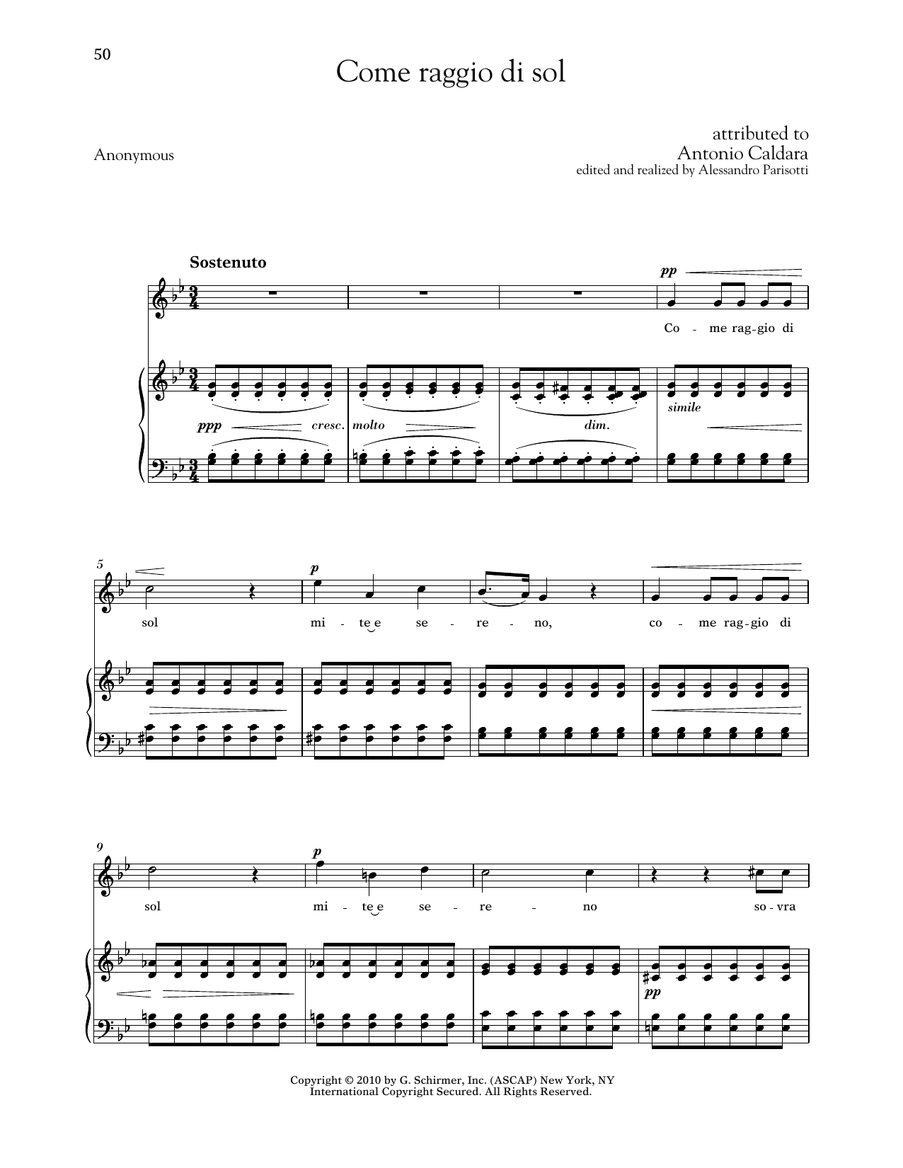 Produktbild zu: Come Raggio Di Sol (High Voice)