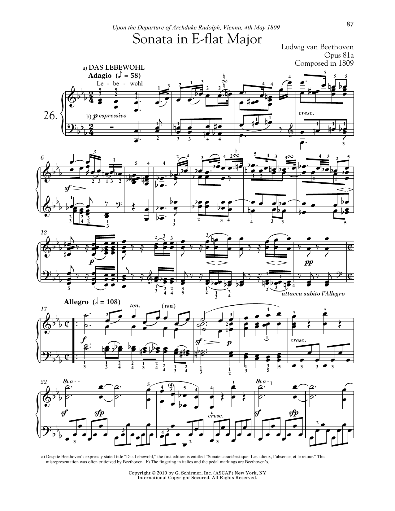 Product picture to: Piano Sonata No. 26 In E-Flat Major, Op. 81a
